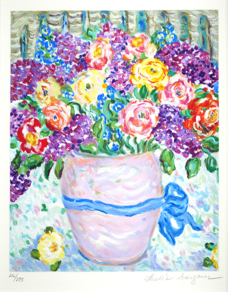 レスリー セイヤー(Leslie SAYOUR)「ブルーリボンベイス」シルクスクリーン版画 作品全体画像