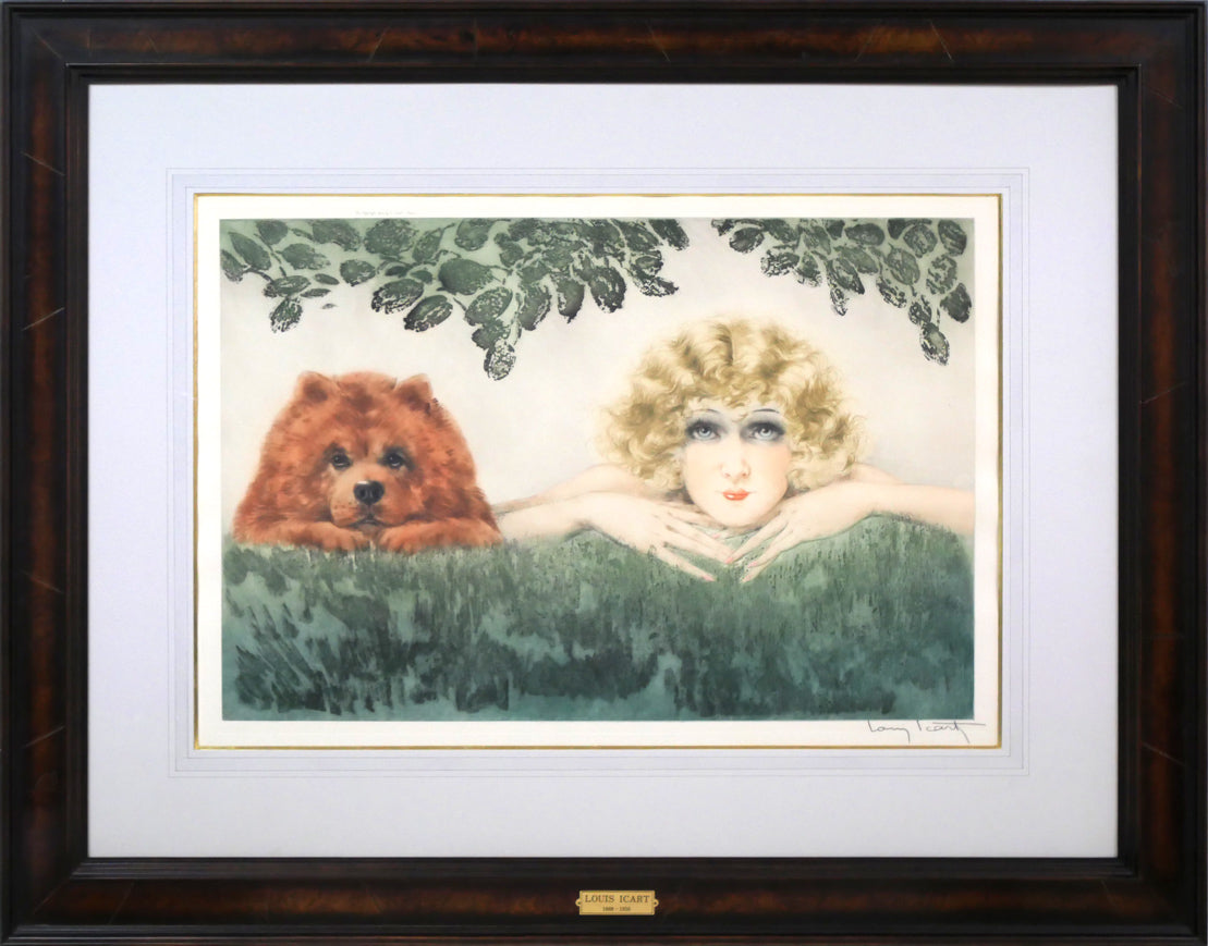 ルイ・イカール「二人の美人(Two Beauties)」エッチング・アクアチントに手彩色