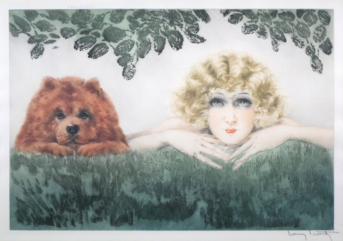 ルイ・イカール「二人の美人(Two Beauties)」エッチング・アクアチントに手彩色 作品全体拡大画像