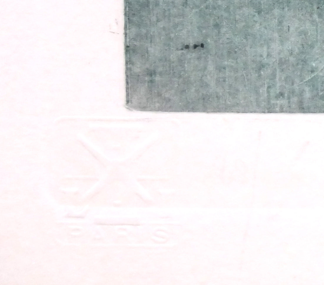 ルイ・イカール「二人の美人(Two Beauties)」エッチング・アクアチントに手彩色 エンボス拡大画像