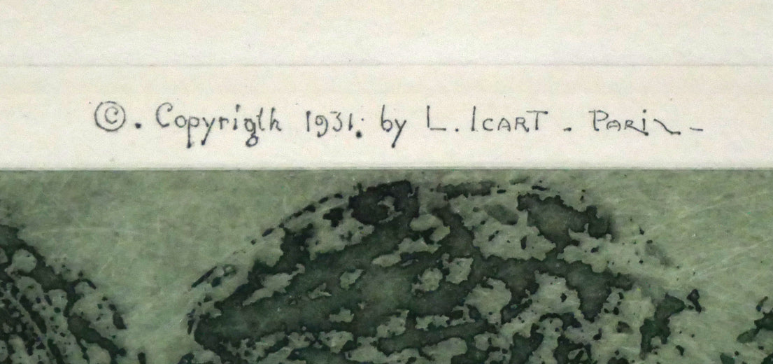 ルイ・イカール「二人の美人(Two Beauties)」エッチング・アクアチントに手彩色 詳細拡大画像