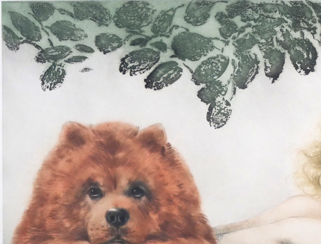 ルイ・イカール「二人の美人(Two Beauties)」エッチング・アクアチントに手彩色 拡大画像1