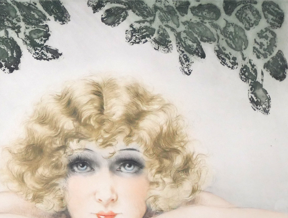 ルイ・イカール「二人の美人(Two Beauties)」エッチング・アクアチントに手彩色 拡大画像2