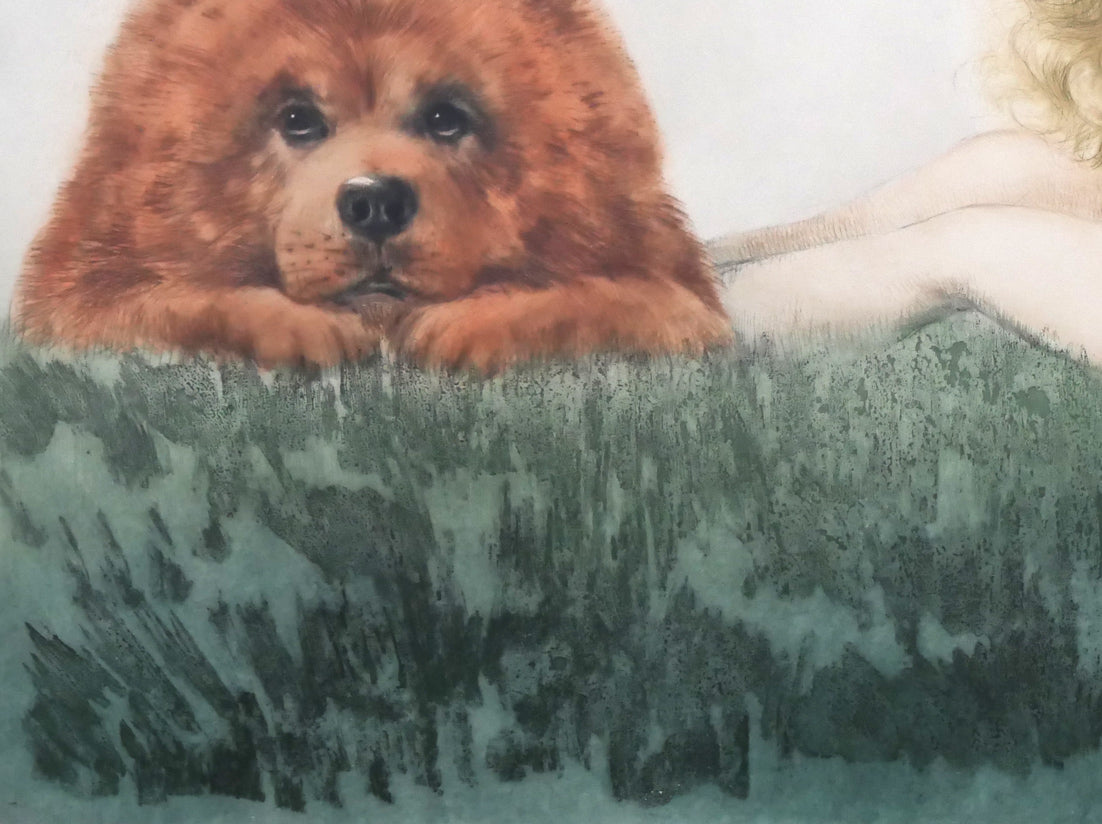 ルイ・イカール「二人の美人(Two Beauties)」エッチング・アクアチントに手彩色 拡大画像5