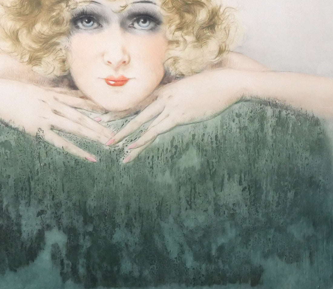 ルイ・イカール「二人の美人(Two Beauties)」エッチング・アクアチントに手彩色 拡大画像6