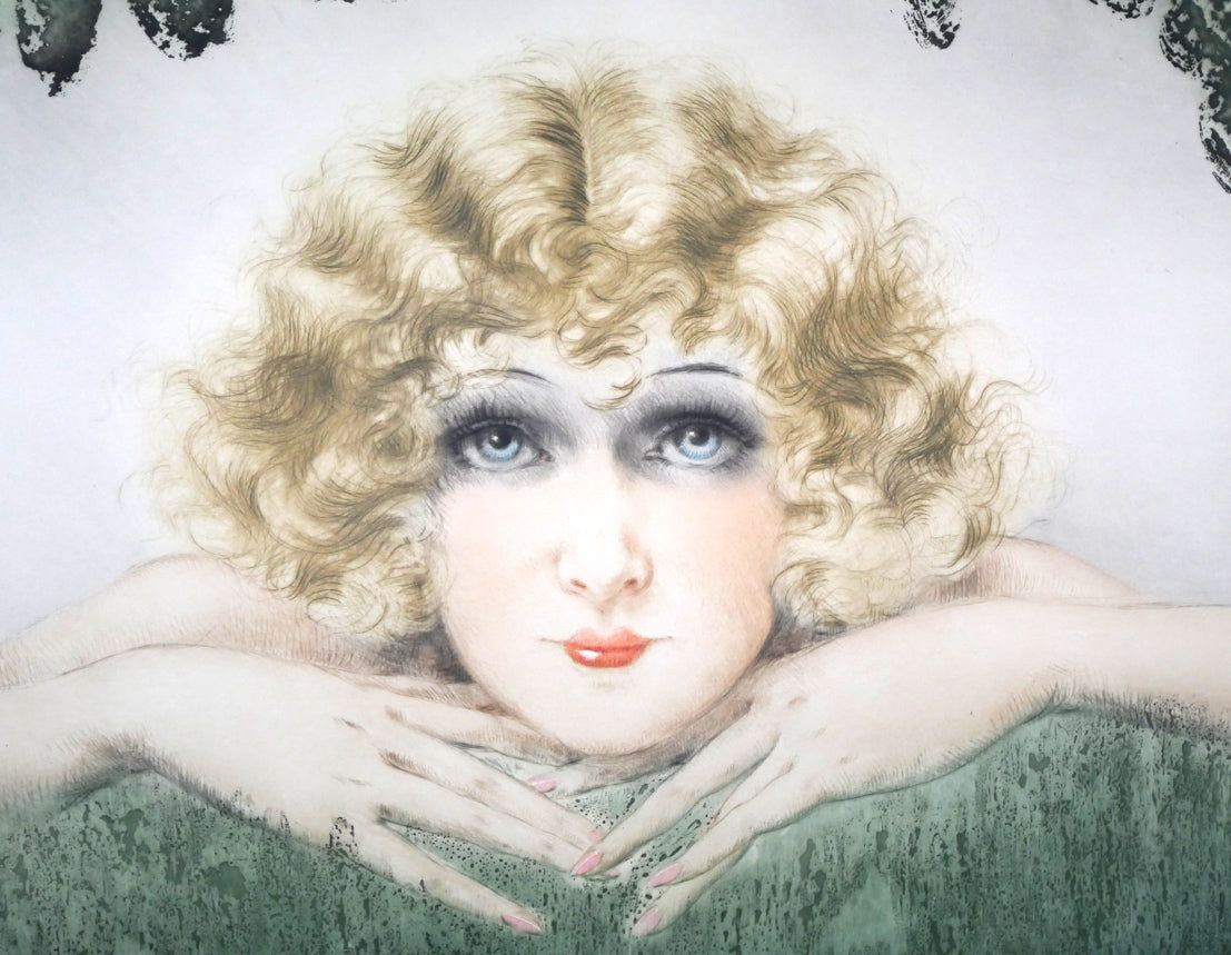 ルイ・イカール「二人の美人(Two Beauties)」エッチング・アクアチントに手彩色 拡大画像4