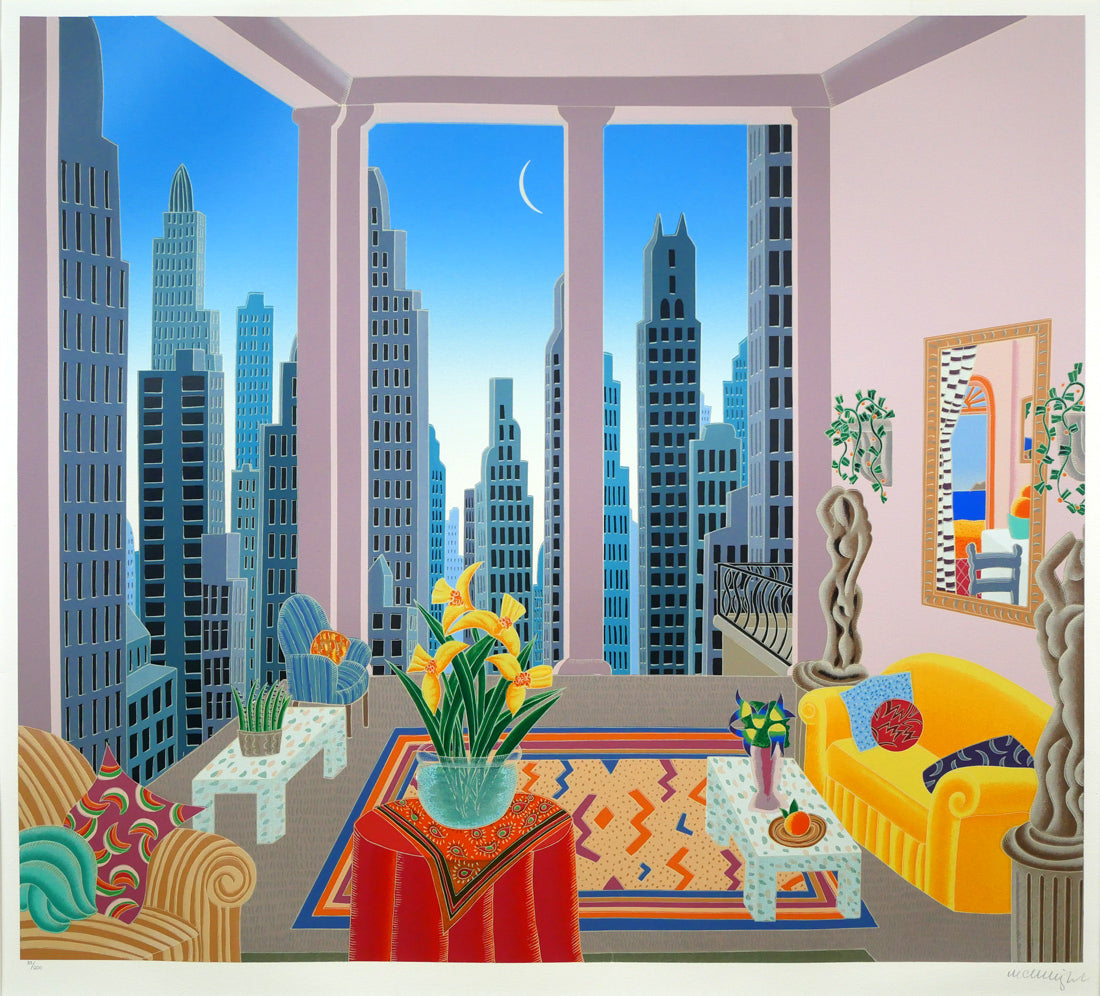 トーマス マックナイト(Thomas McKNIGHT)「ロックフェラーセンター」シルクスクリーン版画 作品全体拡大画像