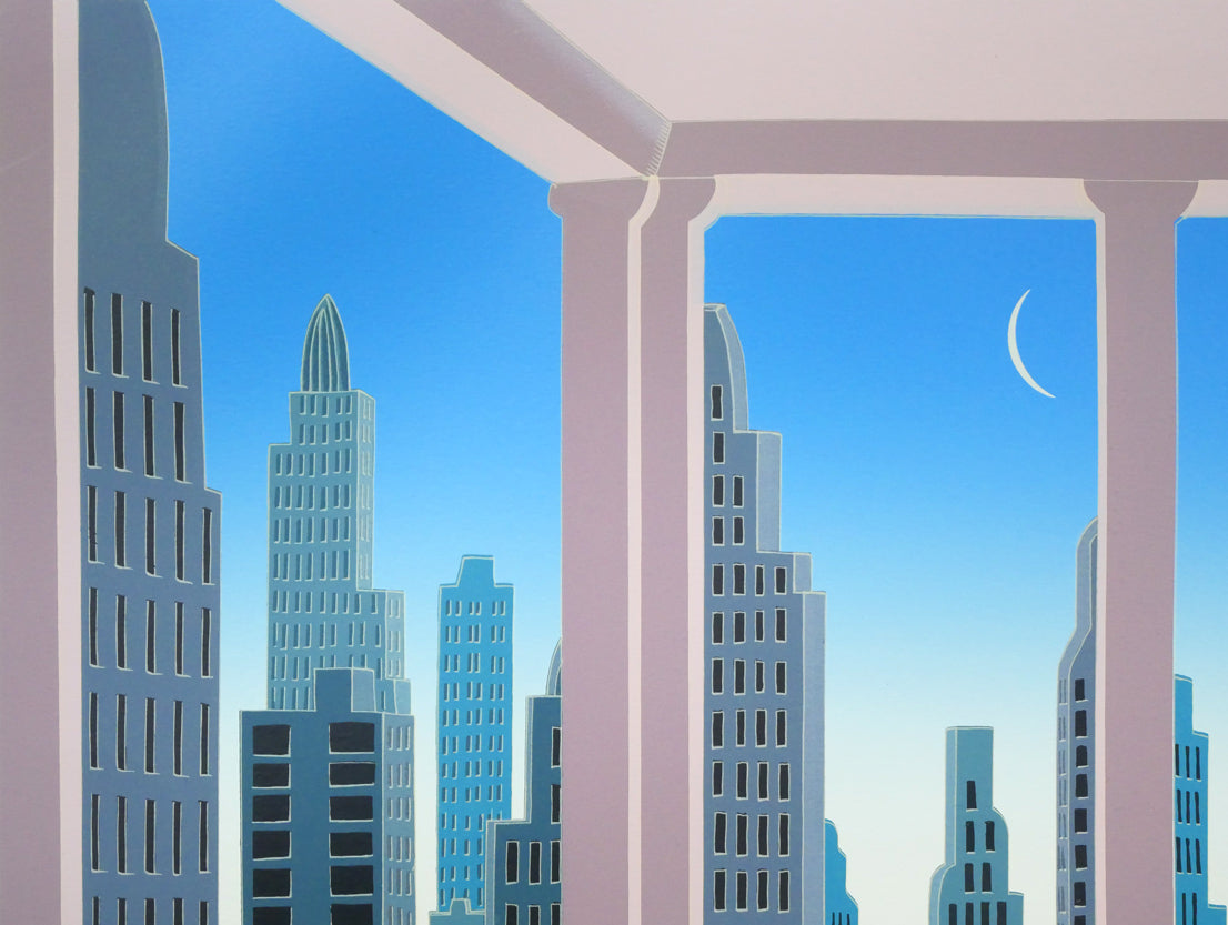 トーマス マックナイト(Thomas McKNIGHT)「ロックフェラーセンター」シルクスクリーン版画 拡大画像1