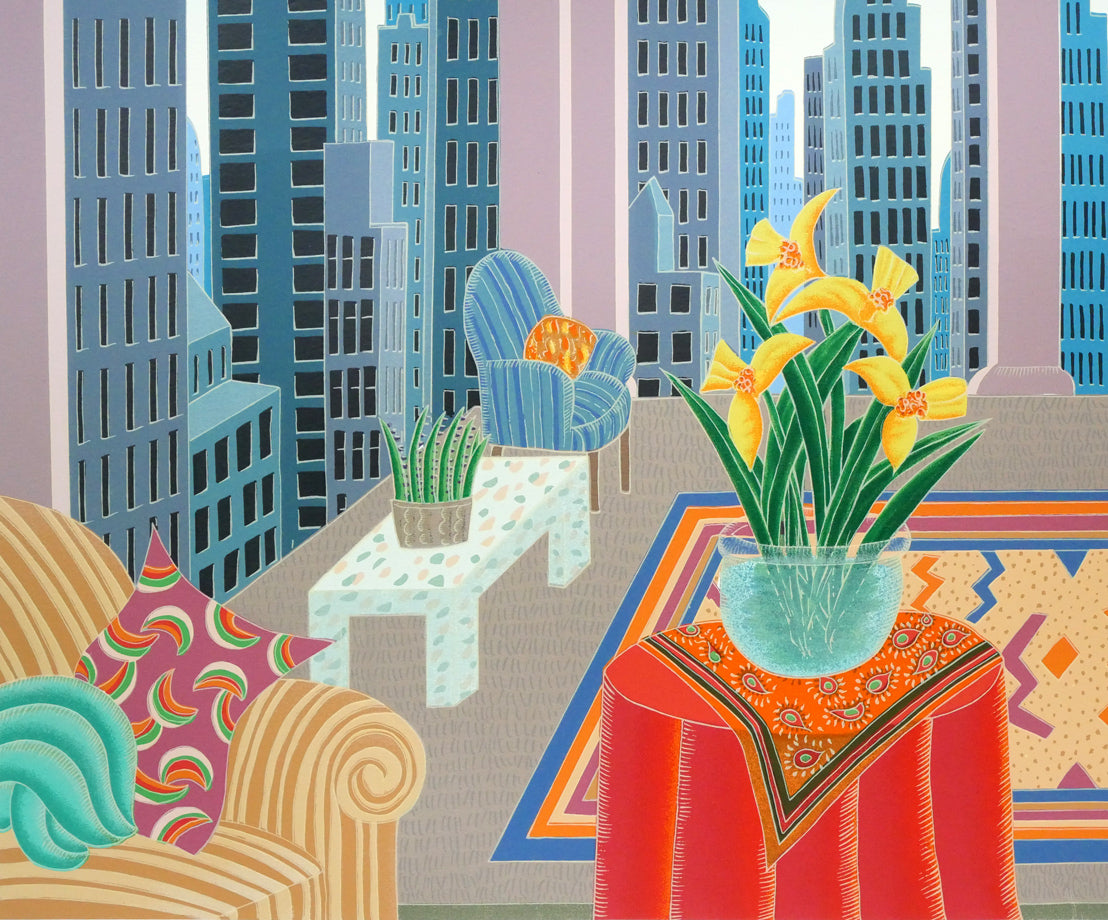 トーマス マックナイト(Thomas McKNIGHT)「ロックフェラーセンター」シルクスクリーン版画 拡大画像4