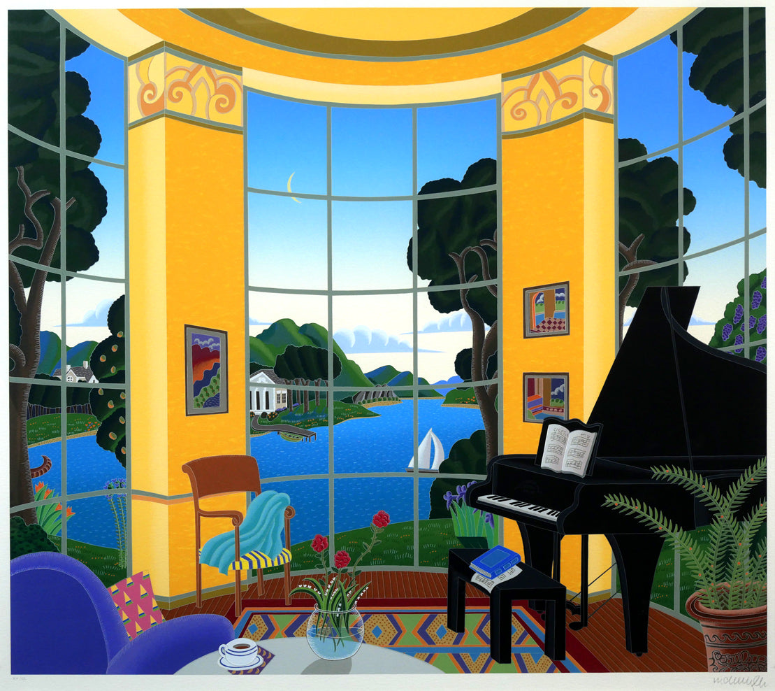 トーマス マックナイト(Thomas McKNIGHT)「イエローミュージックルーム」シルクスクリーン版画 作品全体拡大画像