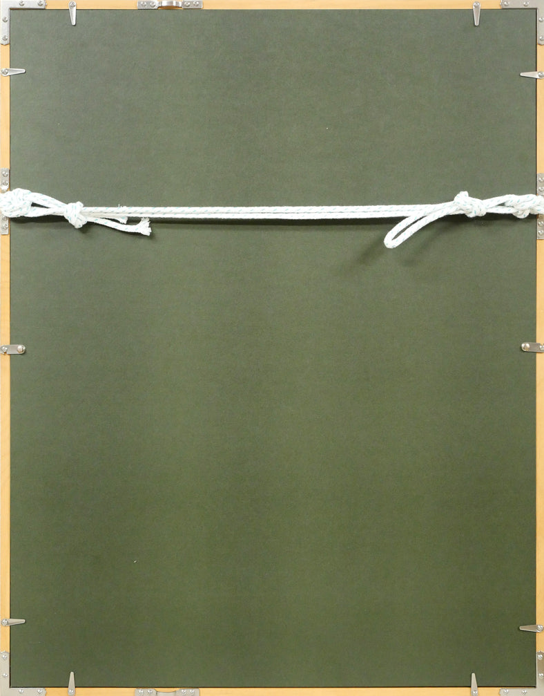 前田政雄「アイヌ」木版画・1959年作 額縁裏側画像