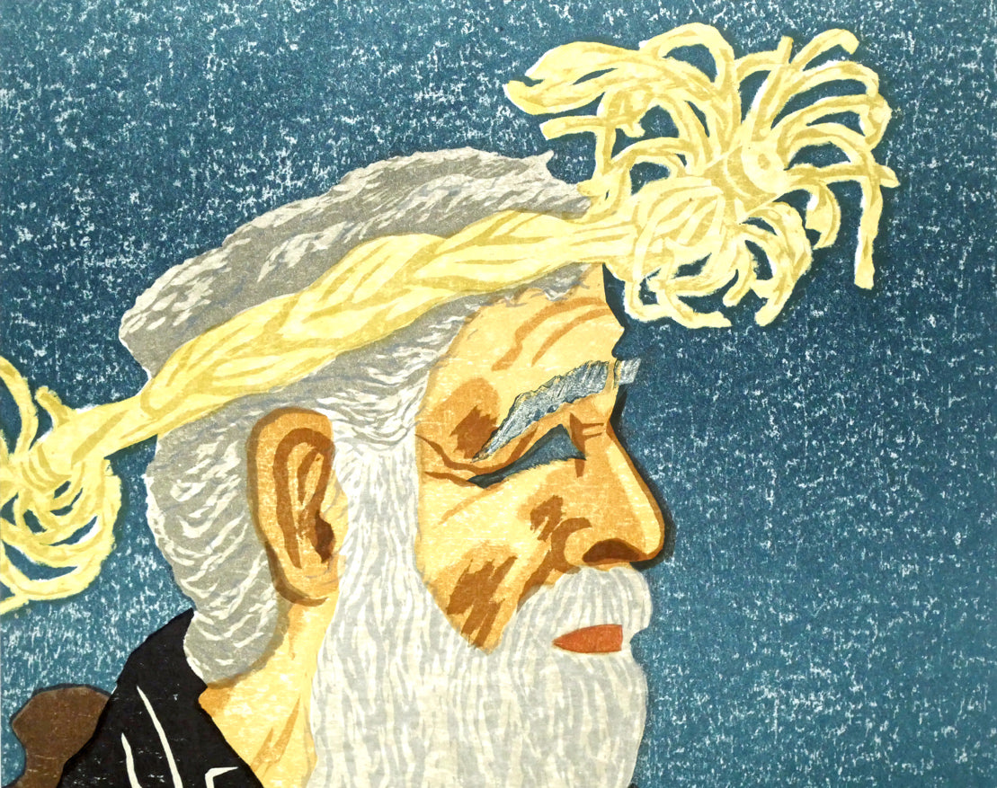 前田政雄「アイヌ」木版画・1959年作 拡大画像1