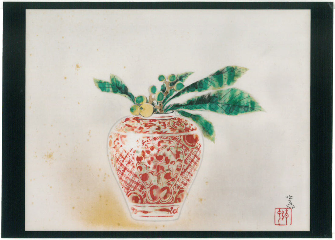 前田青邨「赤絵壷」日本画・P10号 東美鑑定評価機構鑑定委員会 鑑定証書(裏)