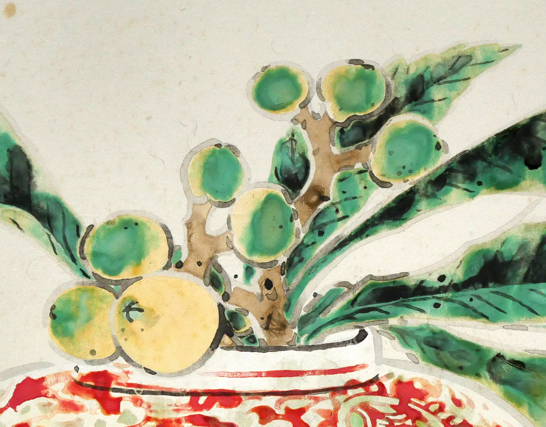 前田青邨「赤絵壷」日本画・P10号 拡大画像5