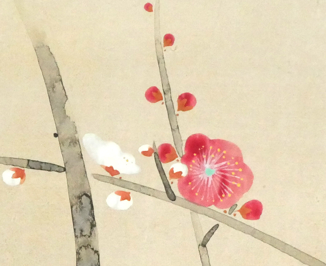 前田青邨「紅梅」日本画・10号大 拡大画像6