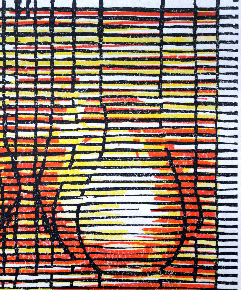 真栄田義次「LA」木版画 拡大画像2