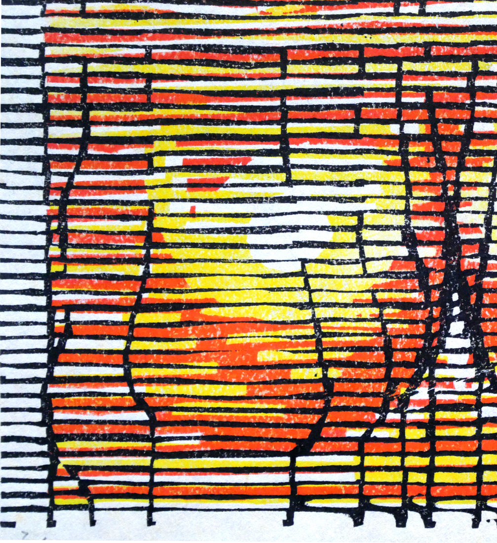 真栄田義次「LA」木版画 拡大画像3