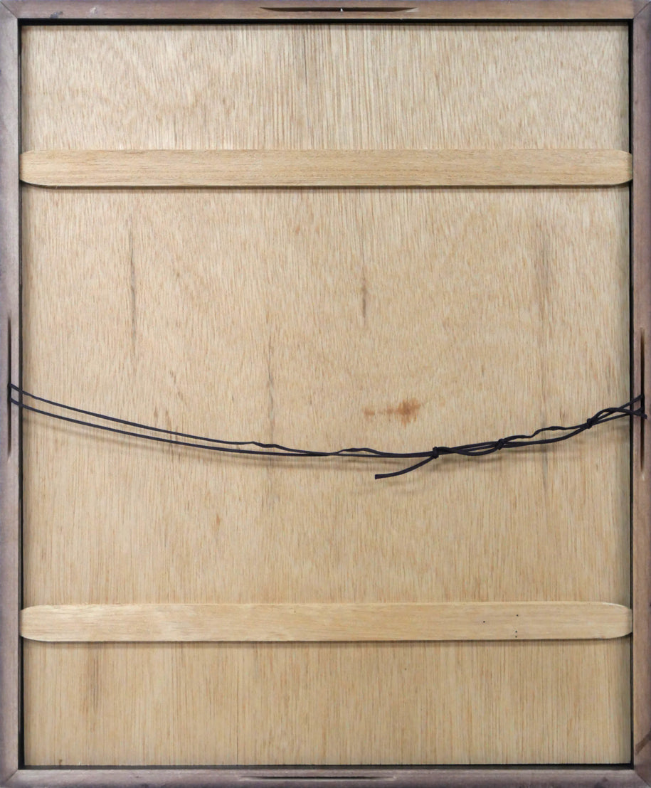 真栄田義次「LA」木版画 額縁裏側画像