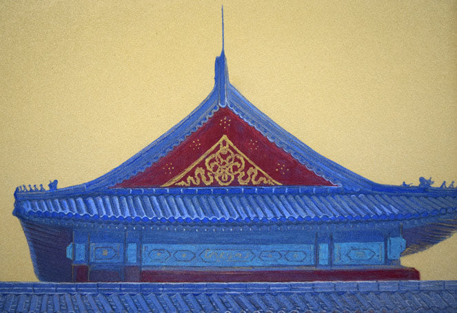 前田正憲「天壇(中国・北京)」日本画・10号 拡大画像2