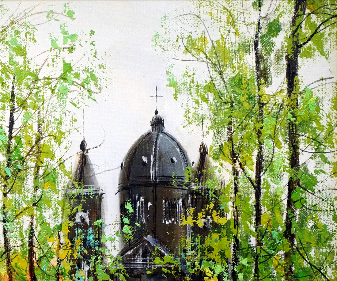 前島俊雄「運河沿いの並木(オランダ・アムステルダム)」油絵・F6号 拡大画像2