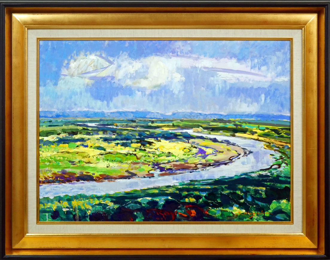 真柄修一「霧多布湿原(厚岸郡浜中町)」油絵・P20号