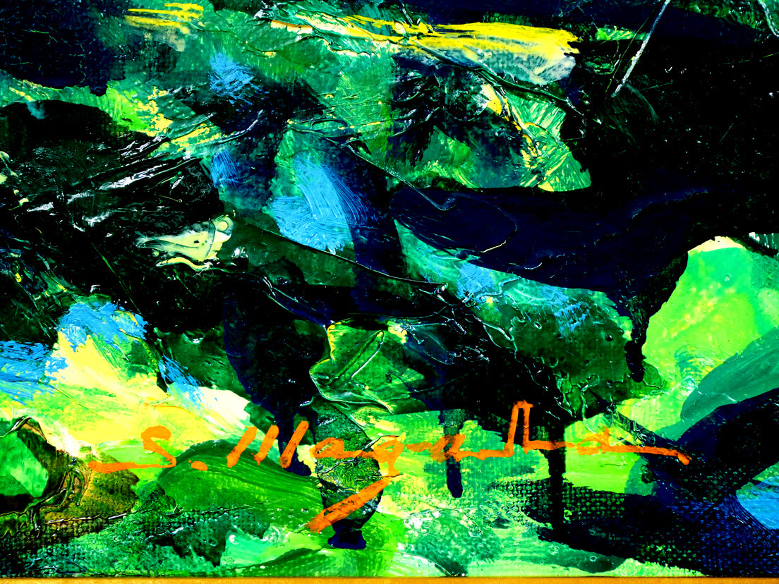 真柄修一「霧多布湿原(厚岸郡浜中町)」油絵・P20号 サイン拡大画像