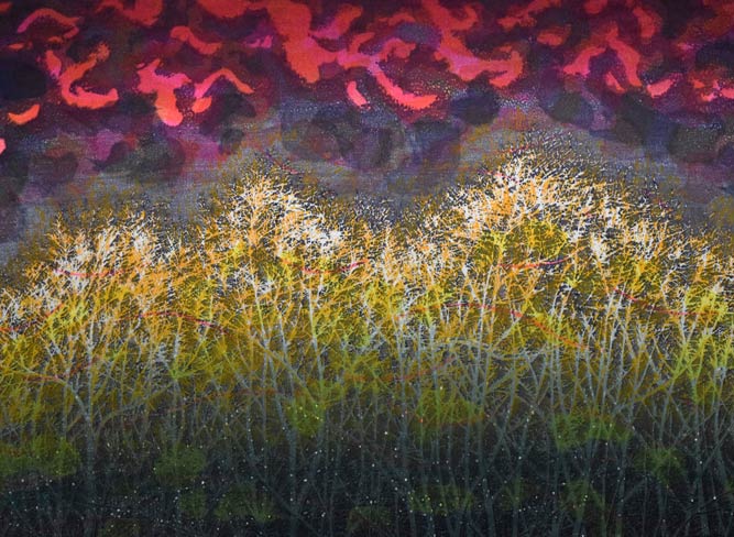 牧野宗則「赤い風」木版画 拡大画像2