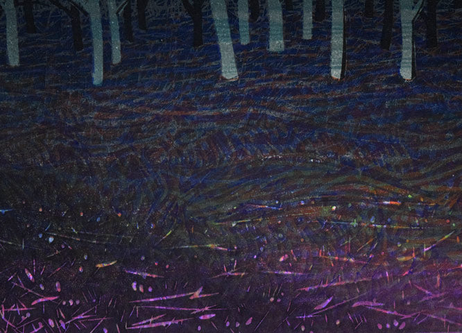 牧野宗則「赤い風」木版画 拡大画像5