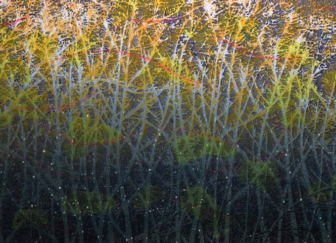 牧野宗則「赤い風」木版画 拡大画像3