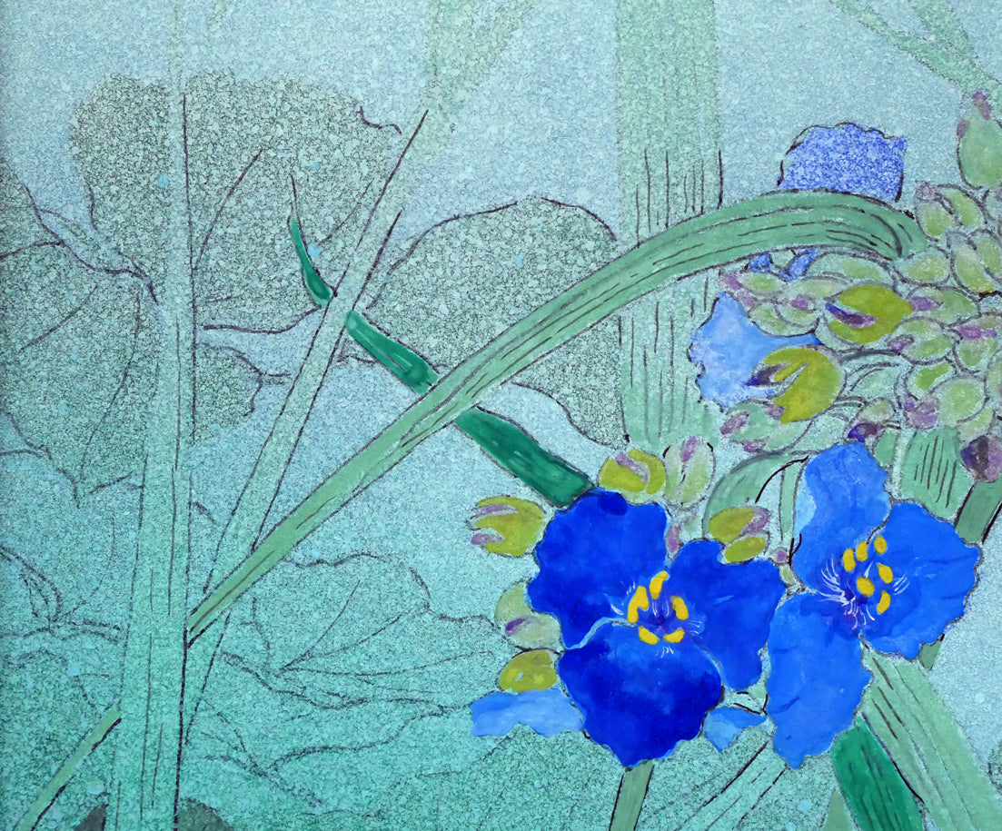 牧野一泉「つゆ草」日本画・SM 拡大画像1
