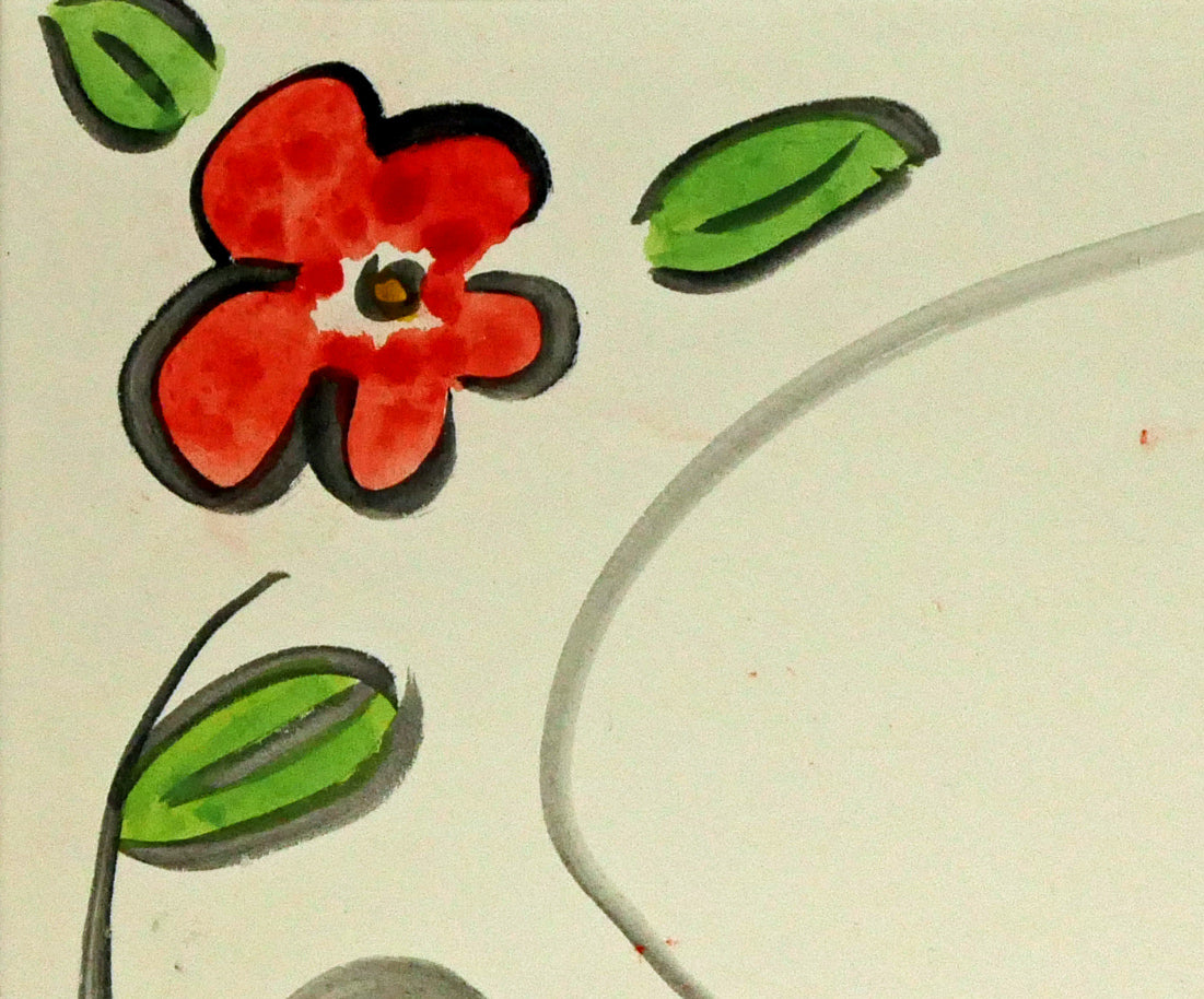 丸木俊「鳩と母子像」墨彩画 拡大画像1