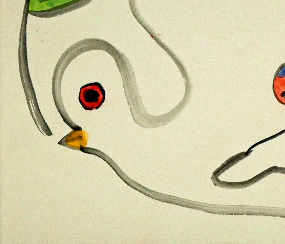 丸木俊「鳩と母子像」墨彩画 拡大画像3