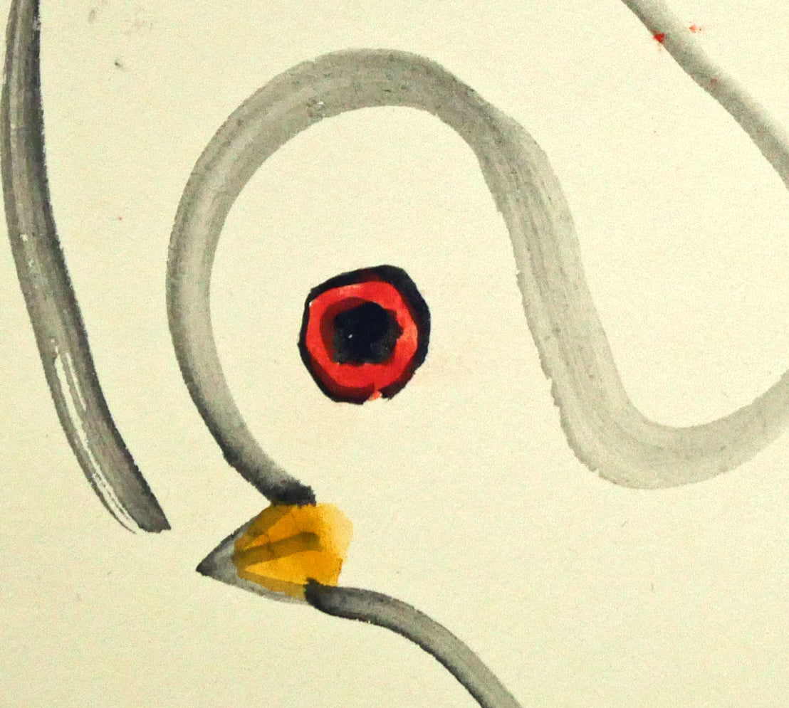 丸木俊「鳩と母子像」墨彩画 拡大画像5