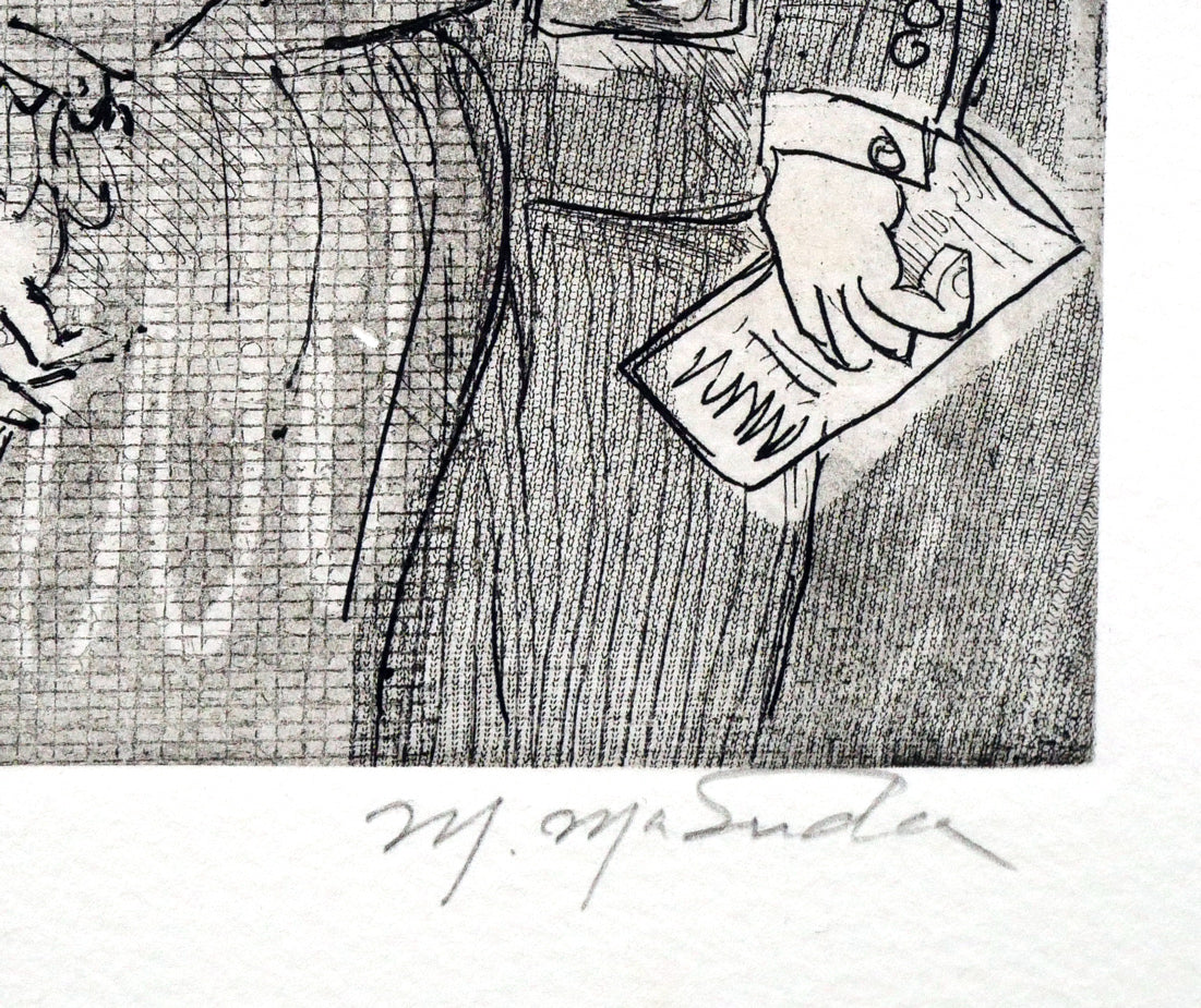 増田誠「観光客」銅版画 本人直筆鉛筆サイン