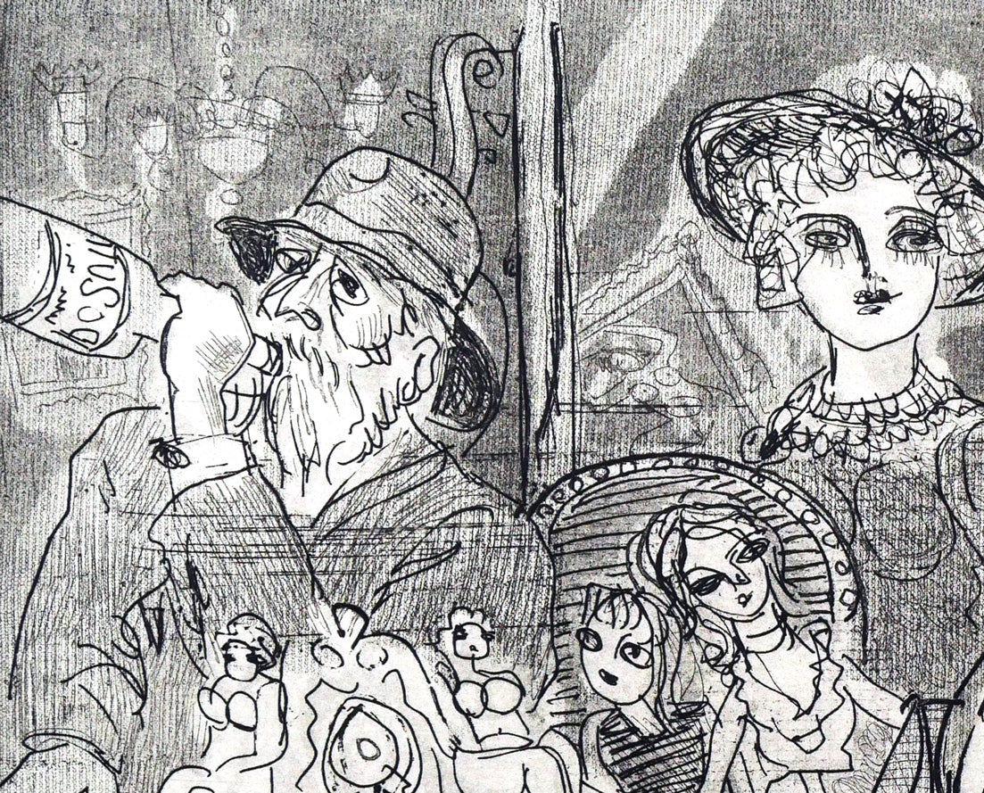 増田誠「観光客」銅版画 拡大画像1