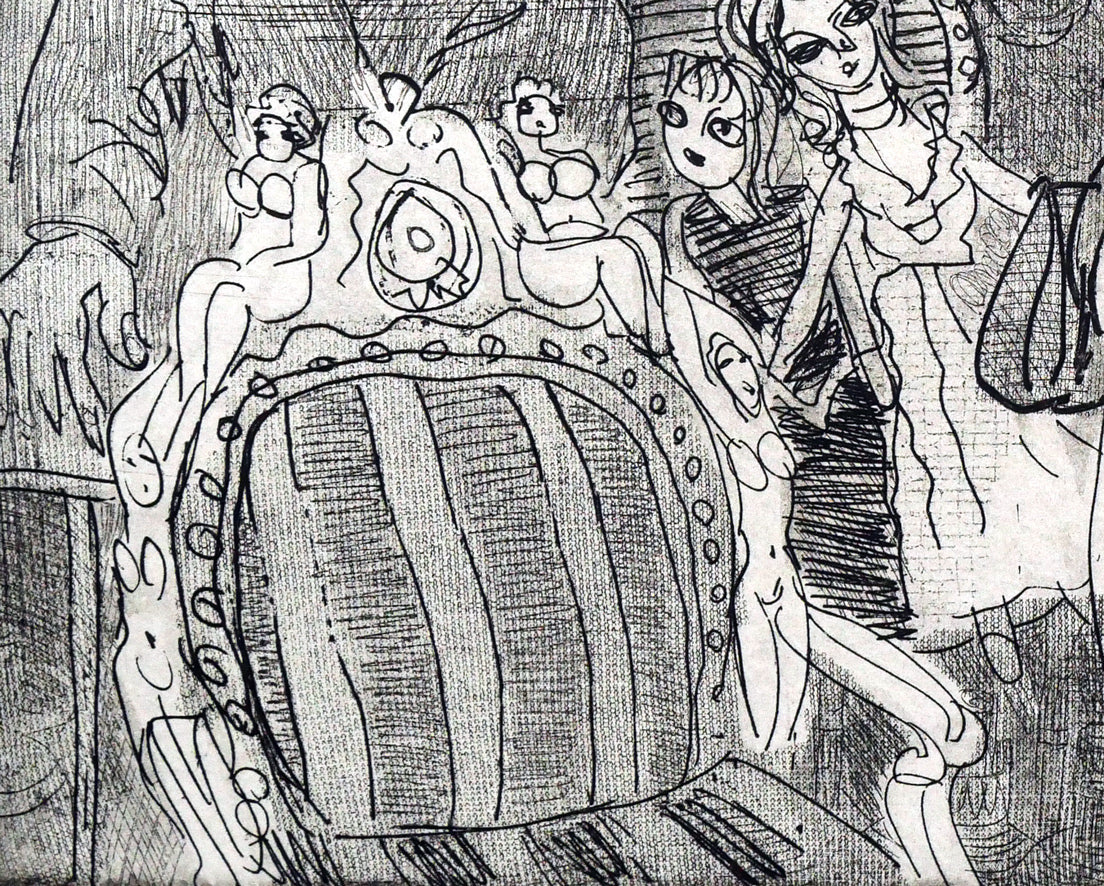 増田誠「観光客」銅版画 拡大画像3