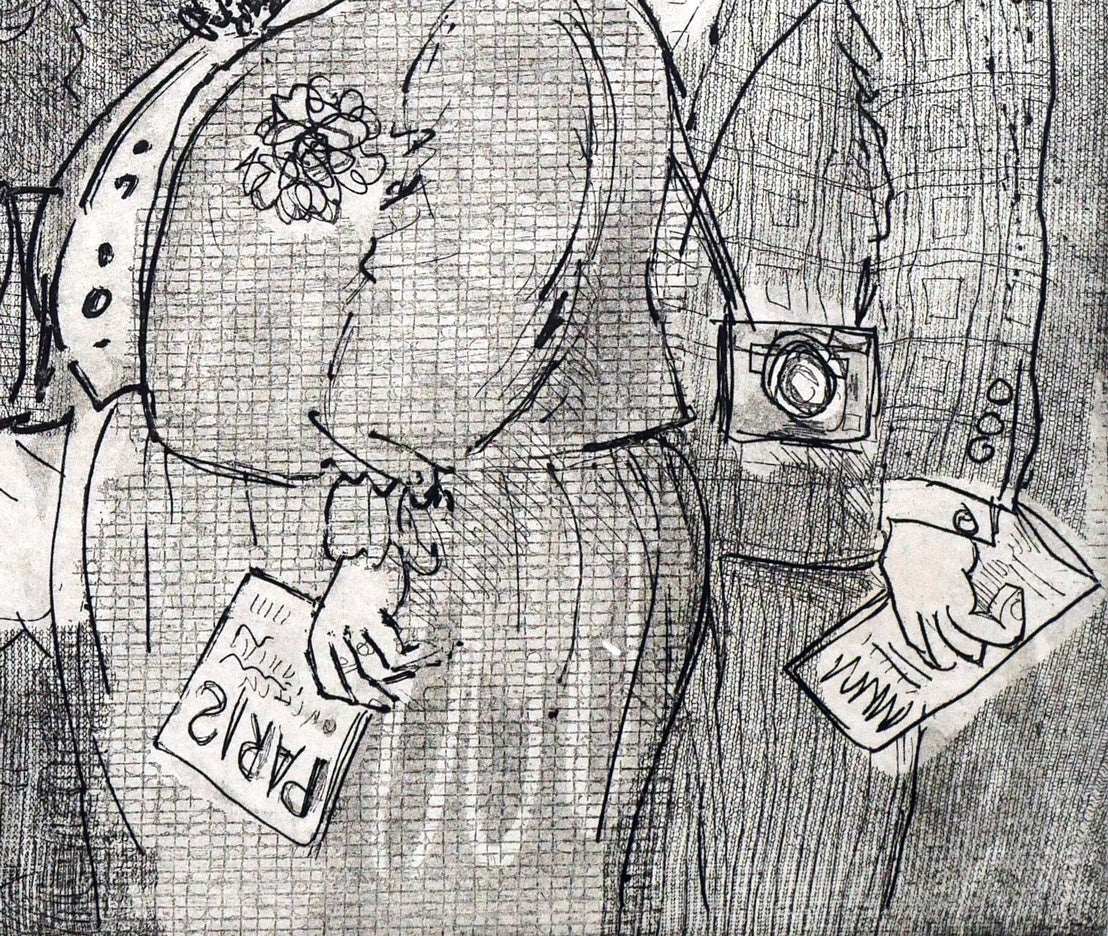 増田誠「観光客」銅版画 拡大画像4