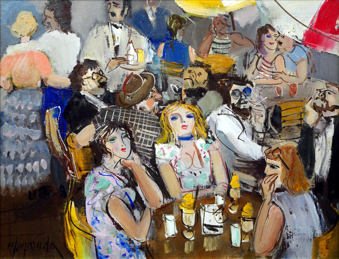 増田誠「キャフエーテラス」油絵・F6号 作品全体拡大画像