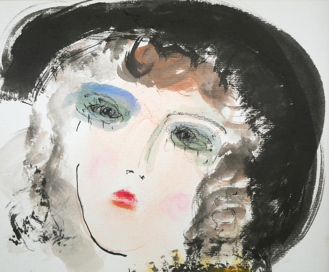 増田誠「マドモアゼルB」水彩画・色紙 拡大画像1