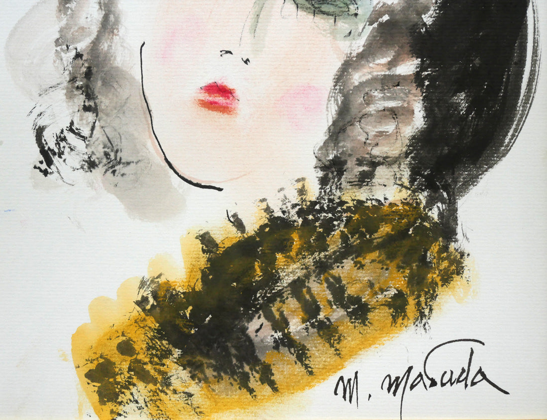 増田誠「マドモアゼルB」水彩画・色紙 拡大画像2