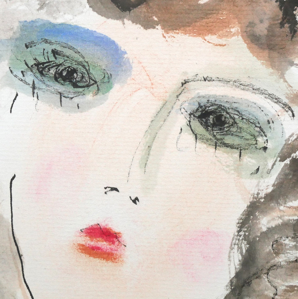 増田誠「マドモアゼルB」水彩画・色紙 拡大画像3