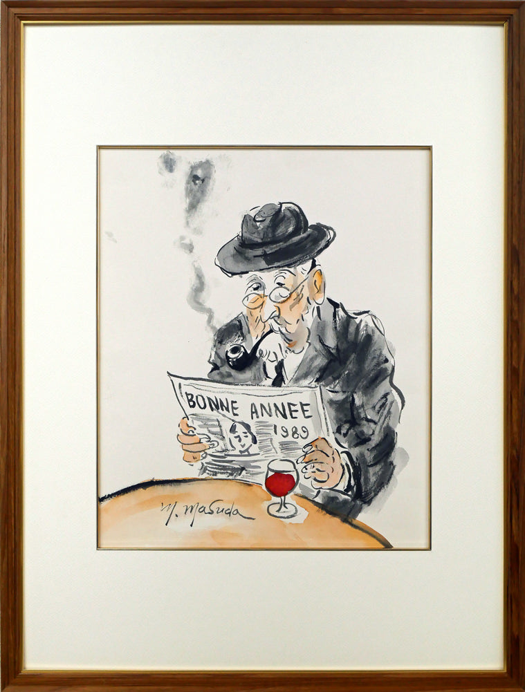 増田誠「ムッシュ」水彩画・6号