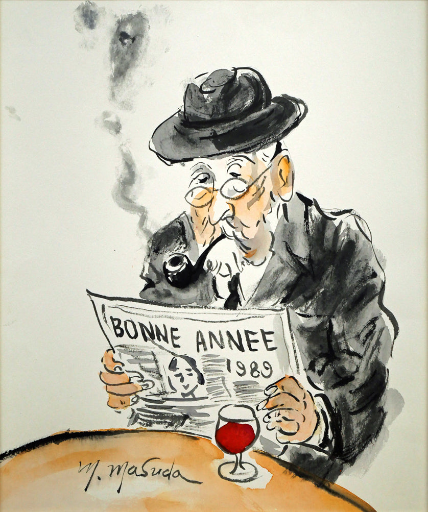 増田誠「ムッシュ」水彩画・6号 作品全体画像