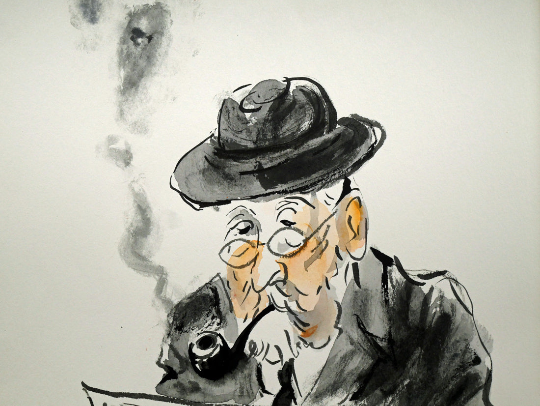 増田誠「ムッシュ」水彩画・6号 拡大画像1