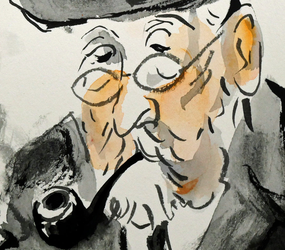 増田誠「ムッシュ」水彩画・6号 拡大画像2