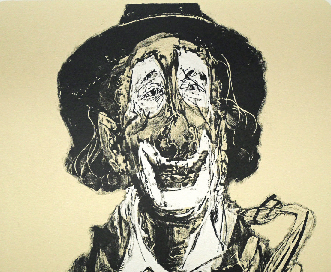 増田誠「ピエロ(道化師)」リトグラフ 拡大画像1