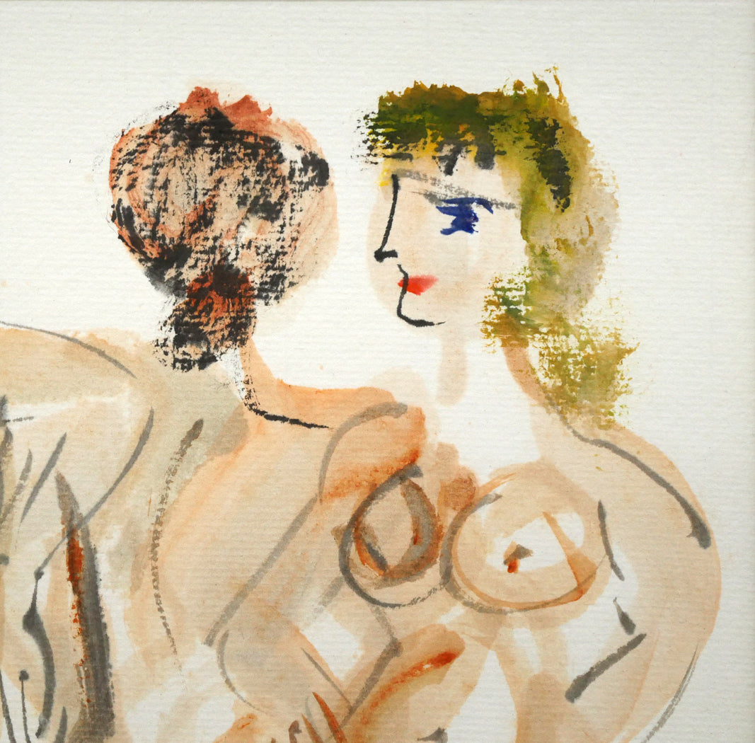 増田誠「裸婦(三人)」水彩画・色紙 拡大画像3