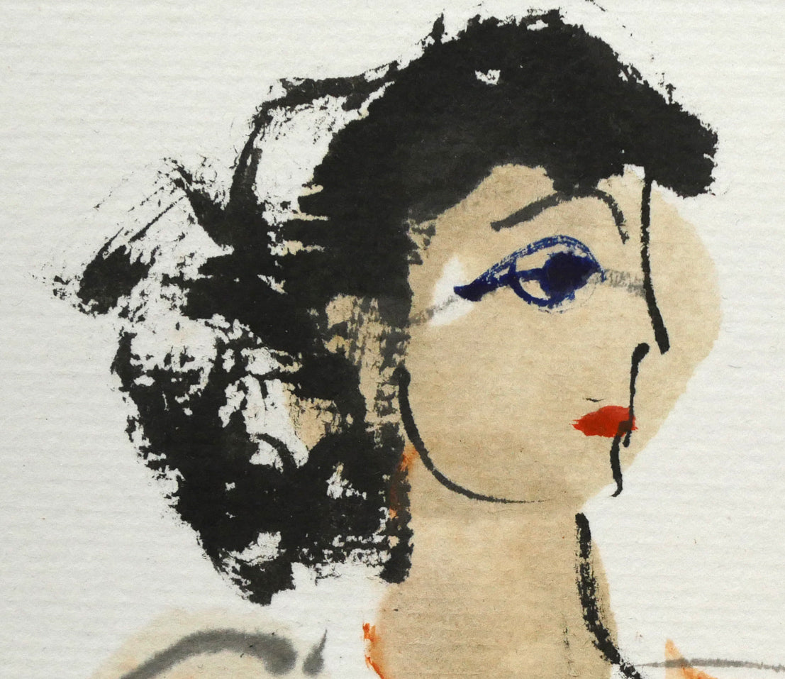 増田誠「裸婦(三人)」水彩画・色紙 拡大画像2