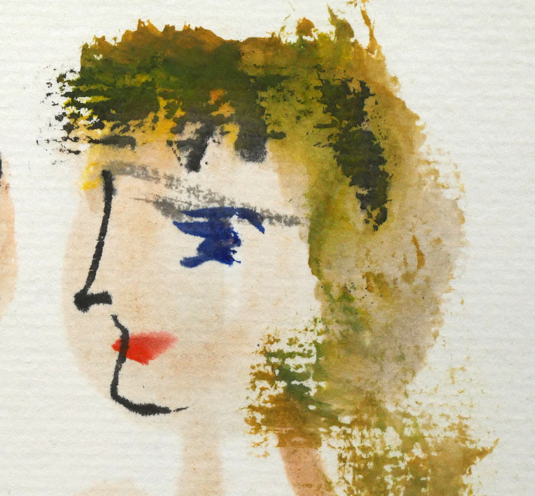 増田誠「裸婦(三人)」水彩画・色紙 拡大画像4