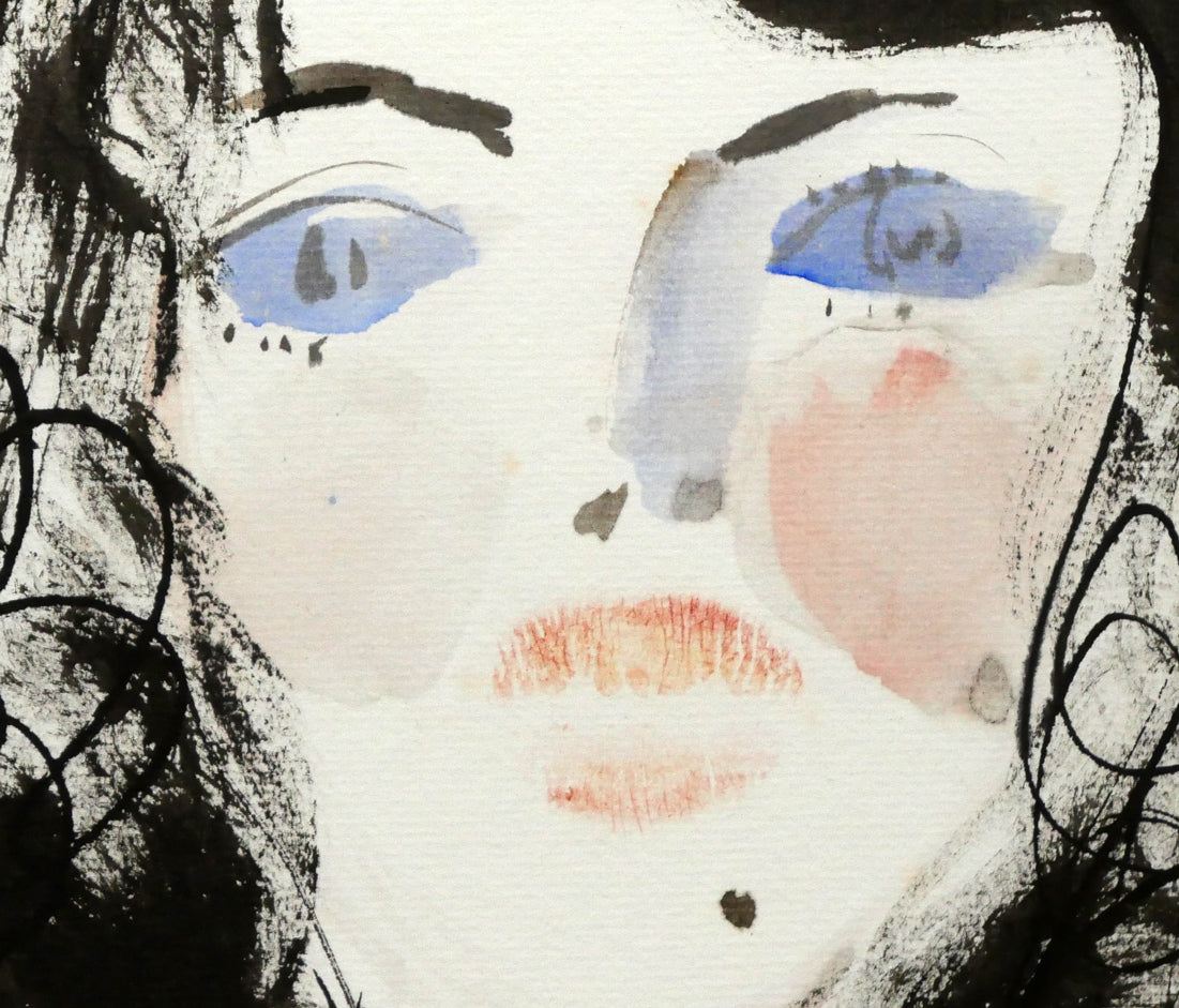 増田誠「少女」水彩画・色紙 拡大画像3